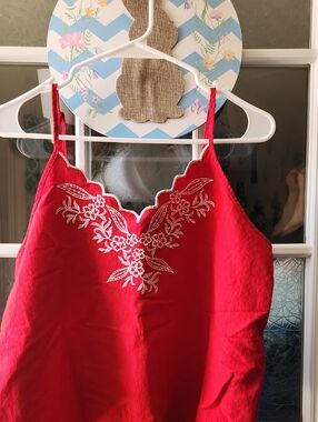 mine Red Floral Embroidered Cami Top